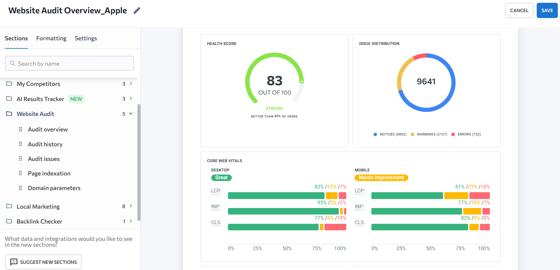 SE Ranking's user-friendly interface SE Ranking's interface