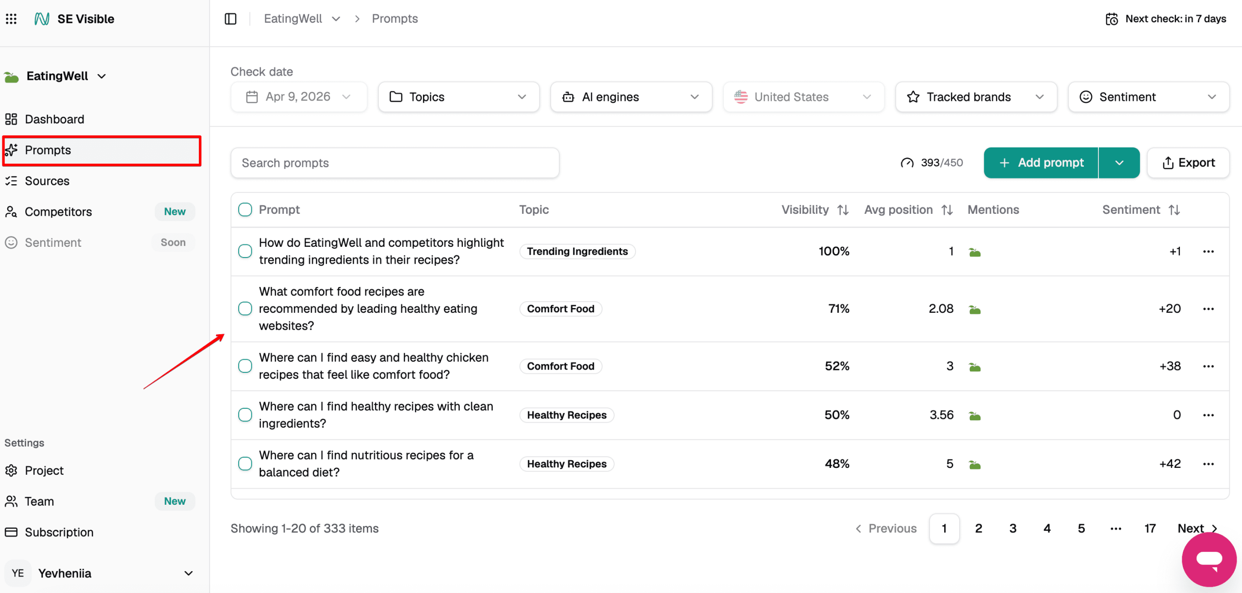 Review suggested prompts in SE Visible Suggested prompts in SE Visible