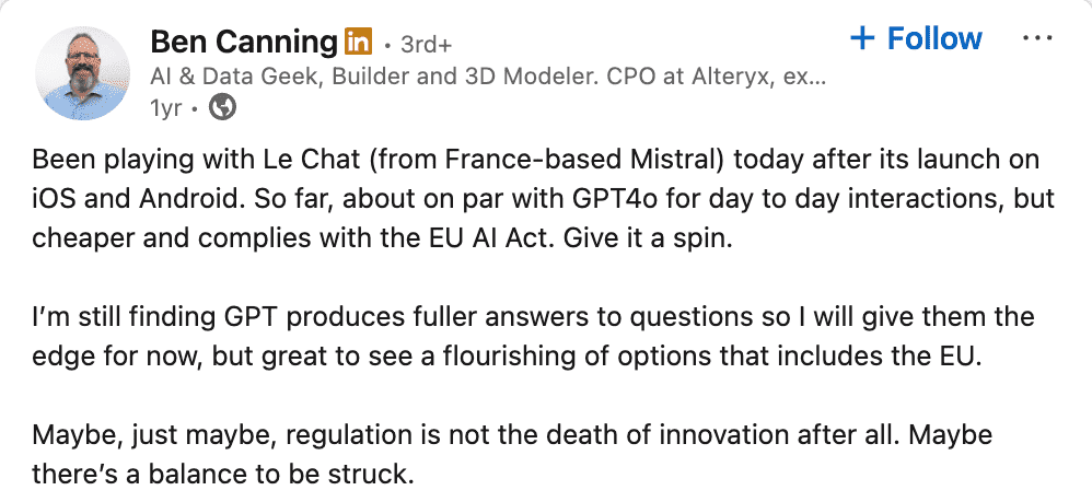 Ben Canning about Mistral AI on LinkedIn Ben Canning about Mistral AI