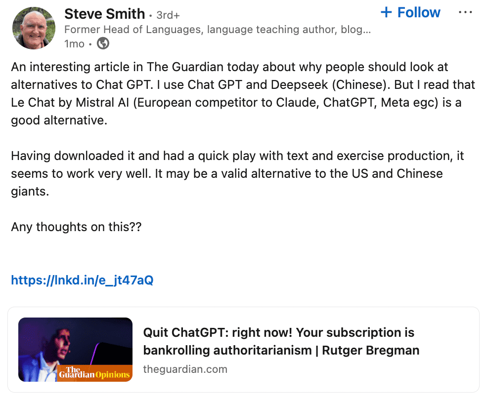 Stave Smith about Mistral AI on LinkedIn Stave Smith about Mistral AI
