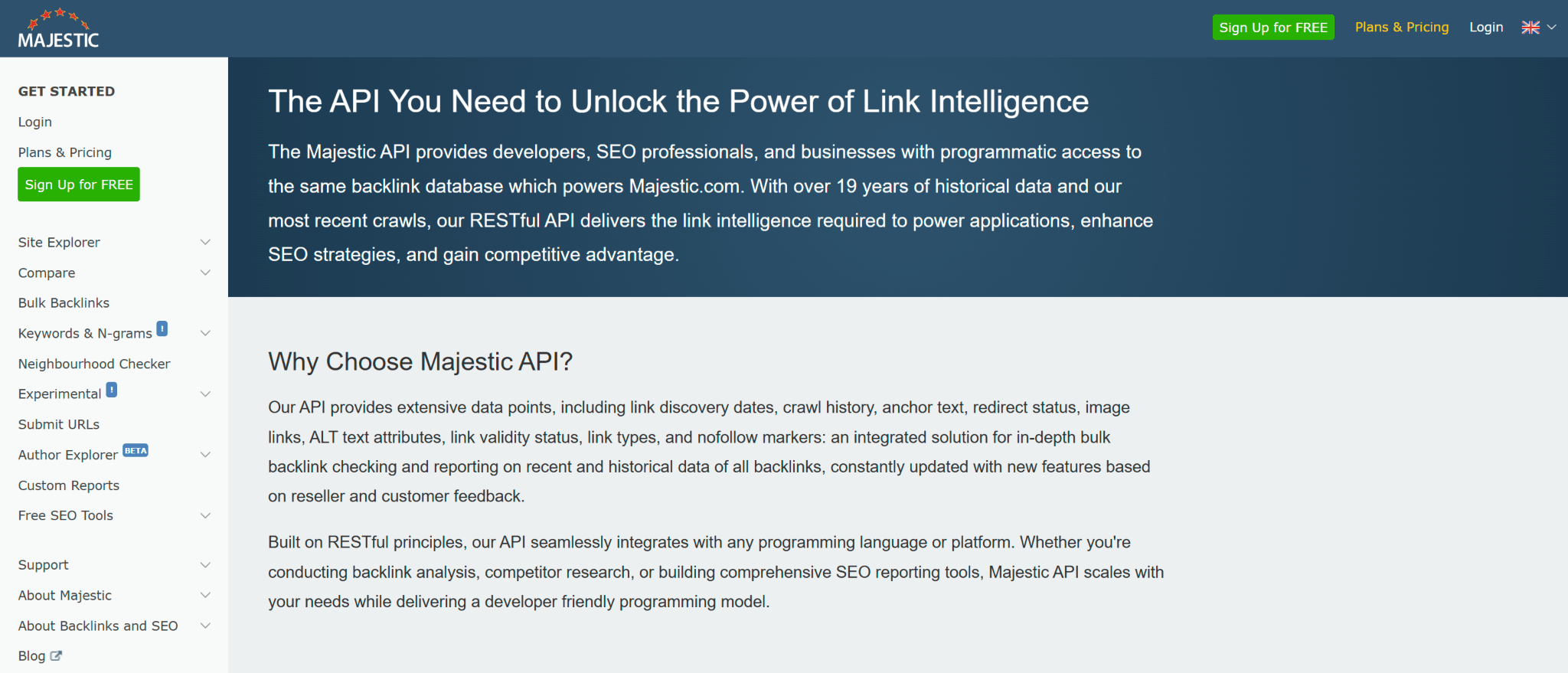 Majestic API details Majestic API