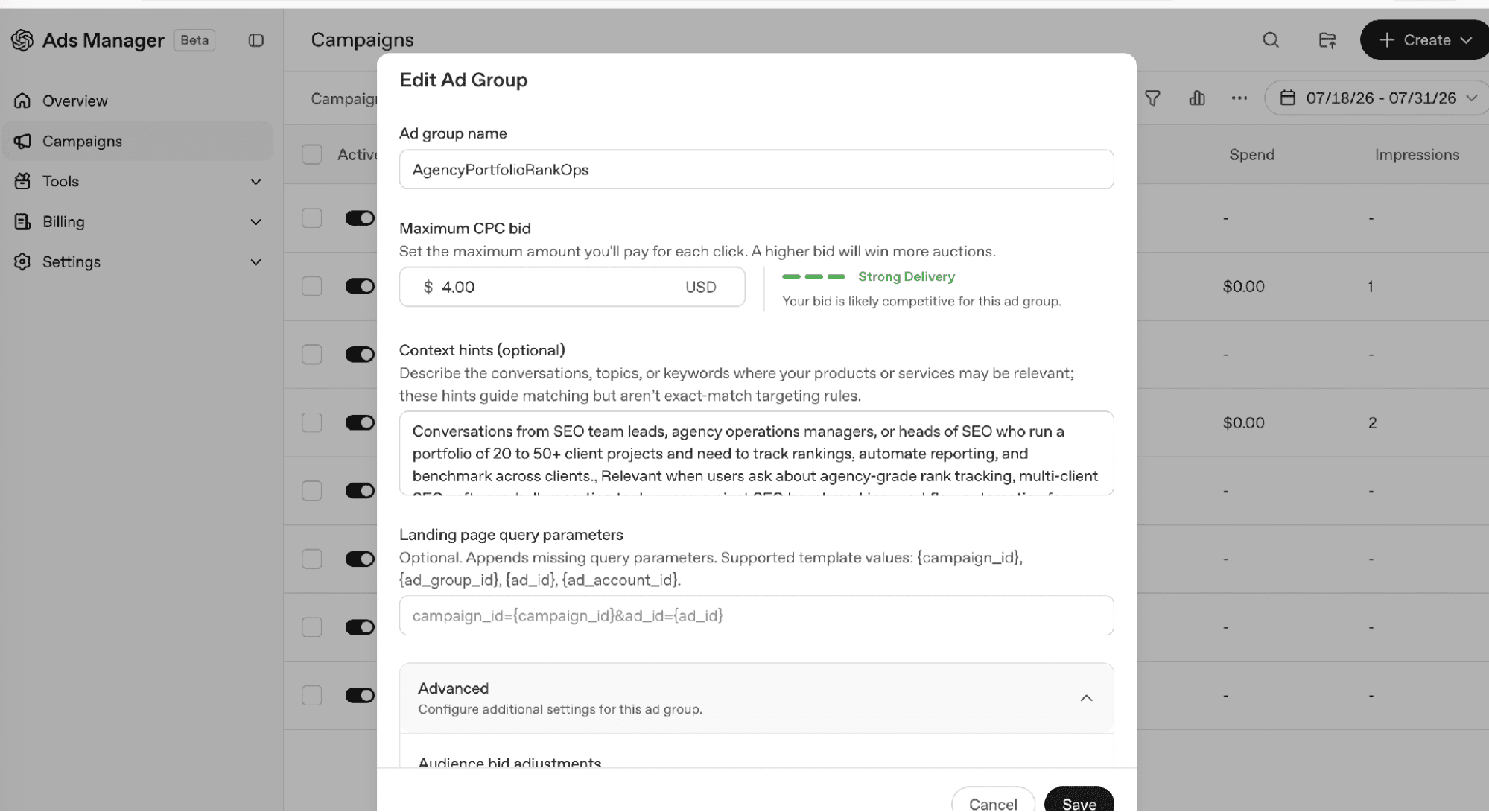 se ranking's chatgpt ad groups chatgpt ad groups