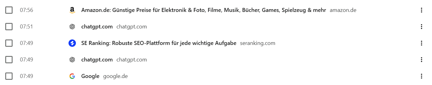 Beispiele für Favicons im Browserverlauf