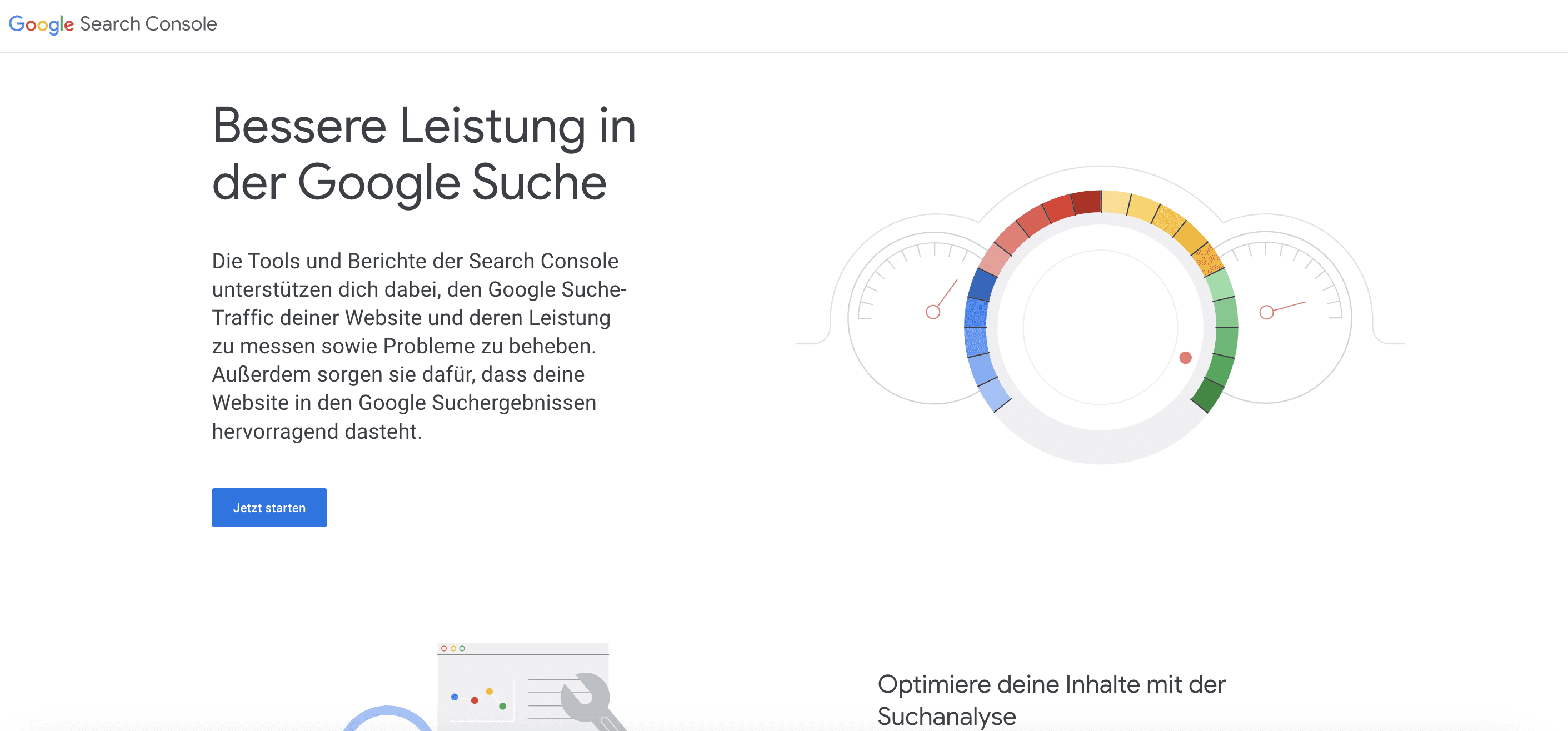 Google Search Console Hauptseite