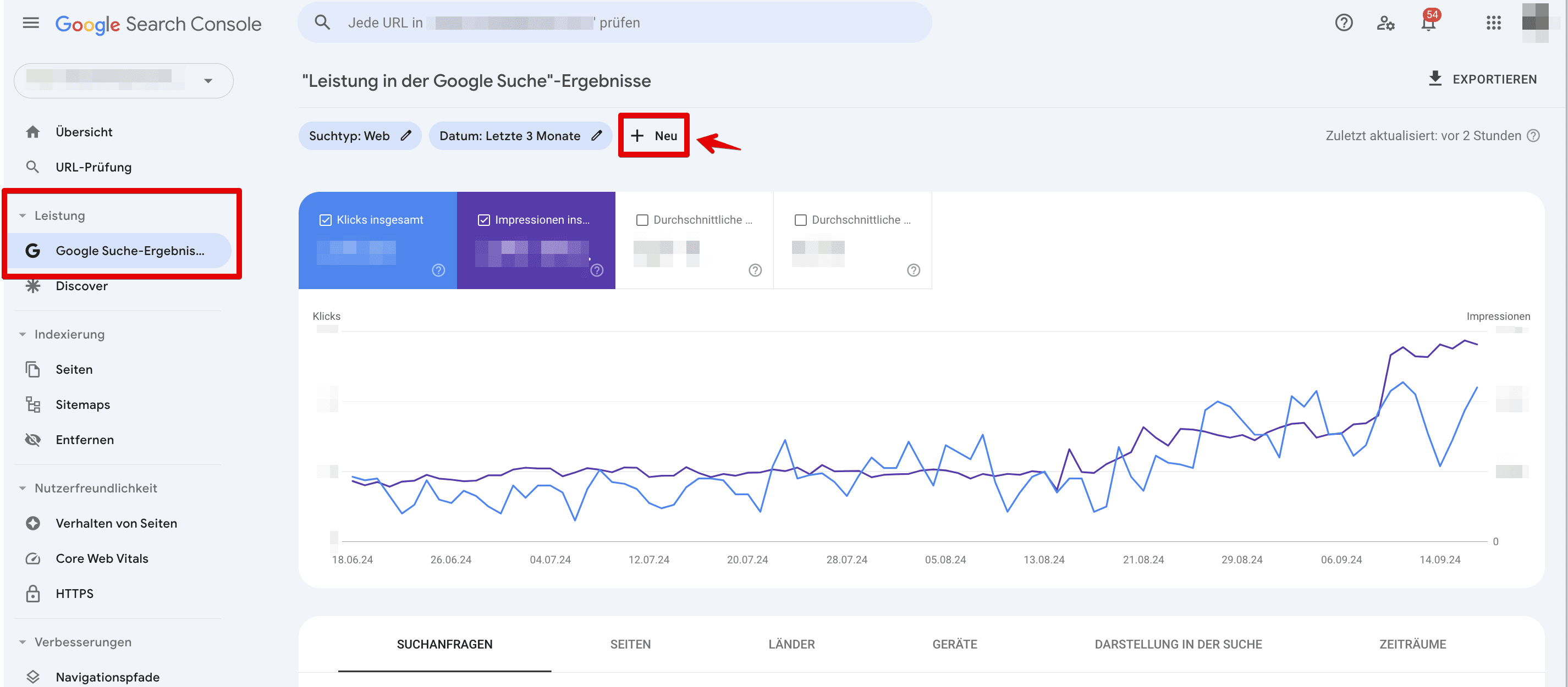 Leistungsbericht in der Google Search Console 