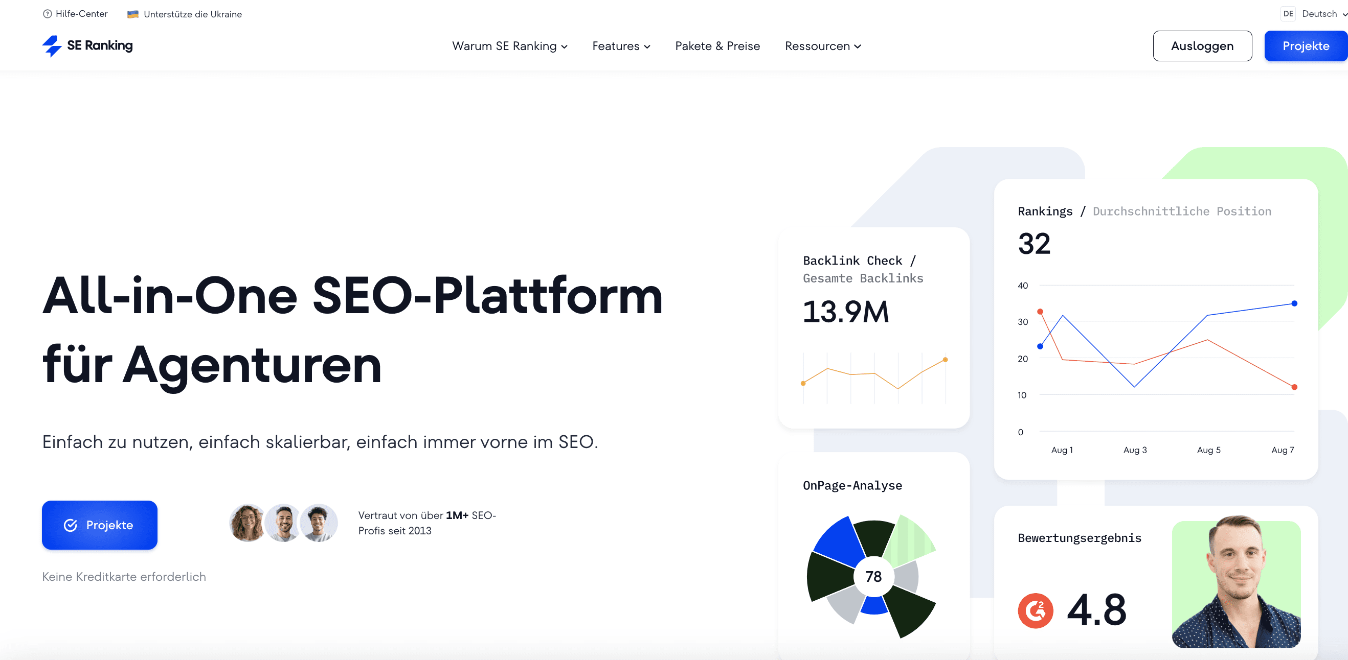 SE Ranking's Homepage