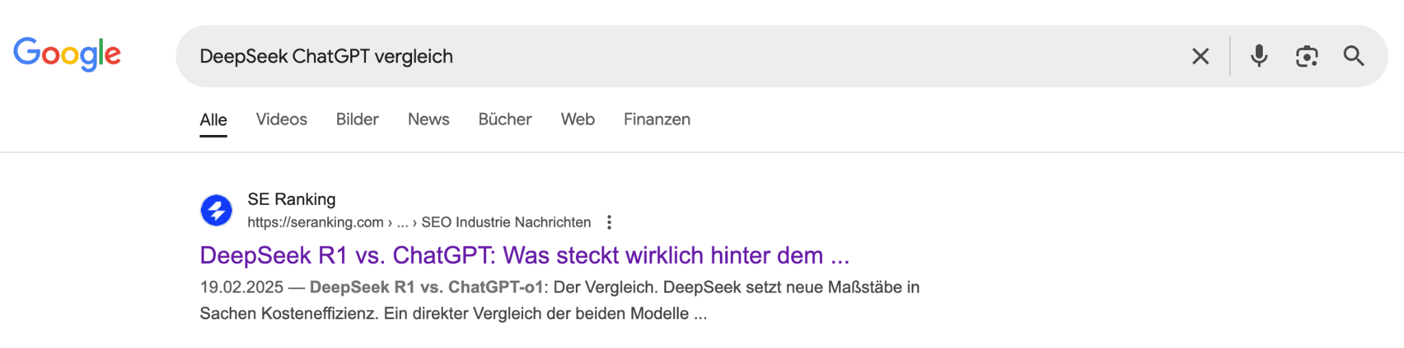 DeepSeek ChatGPT Vergleichsabfrage