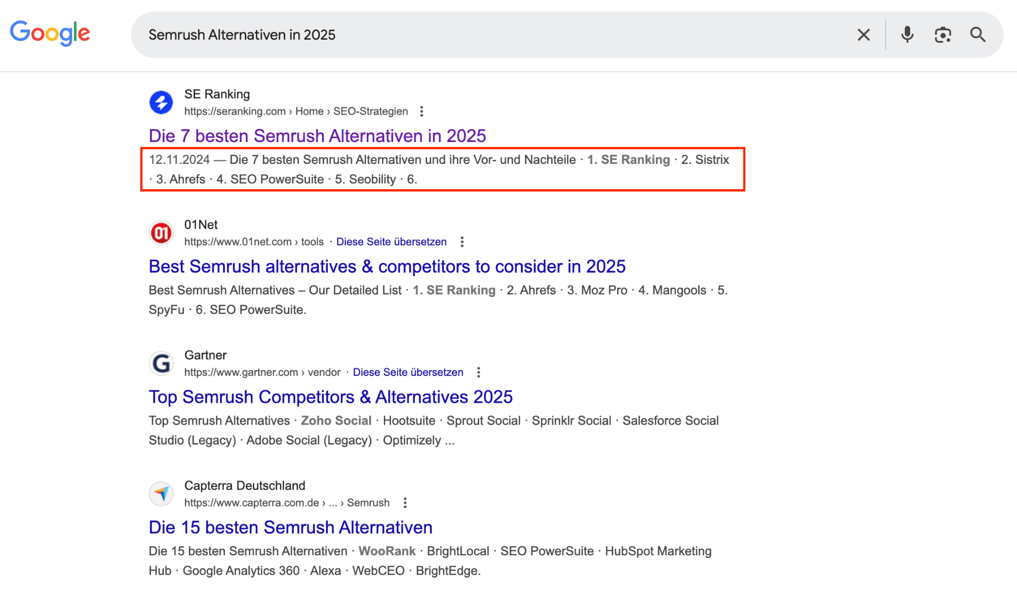 Metabeschreibung in der SERP