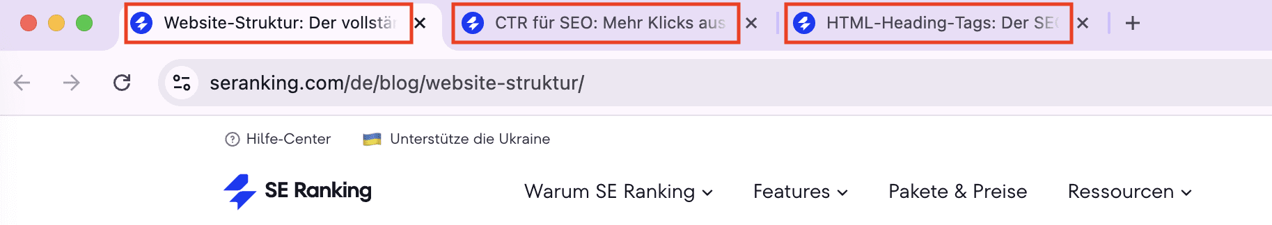Titel-Tags in Browser-Registerkarten