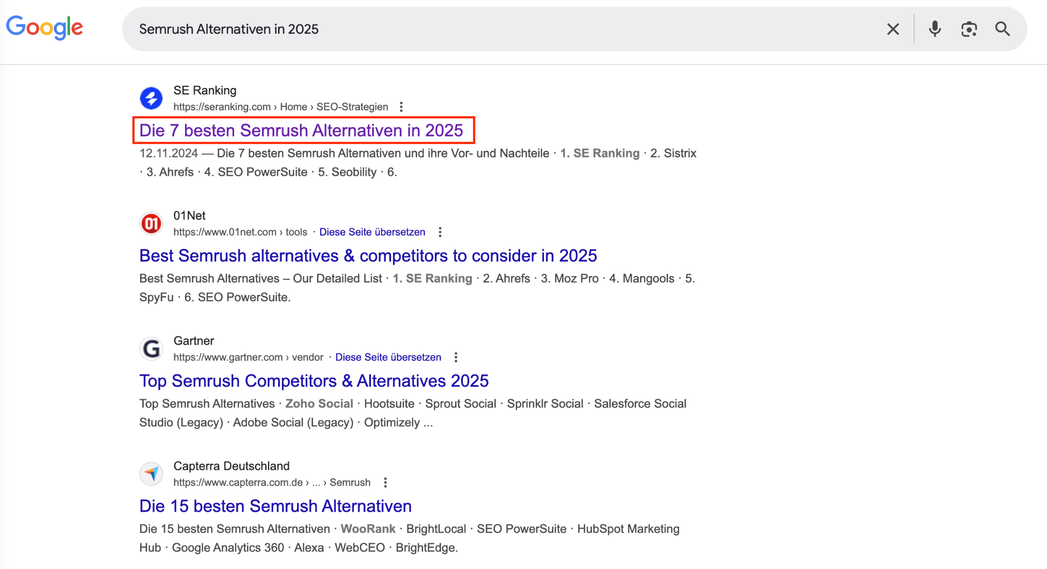 title tag in SERP