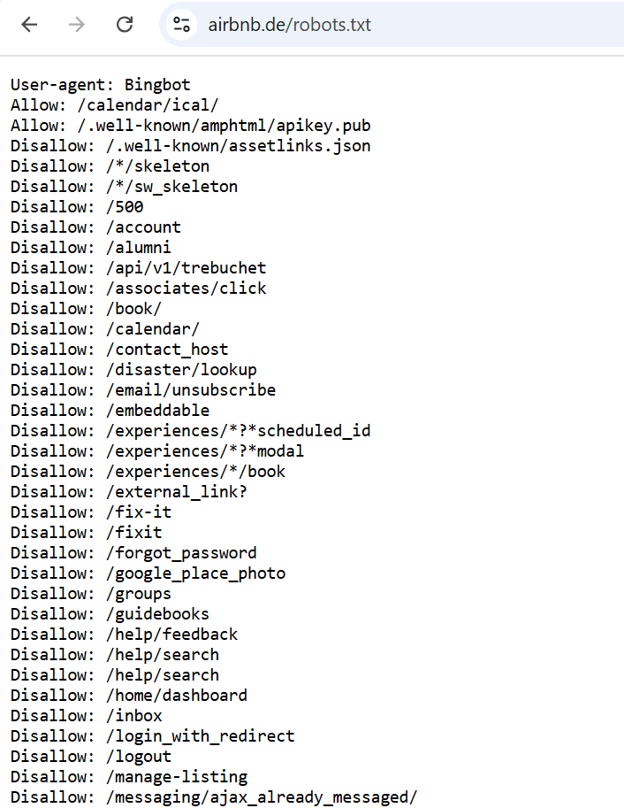Airbnb robots.txt