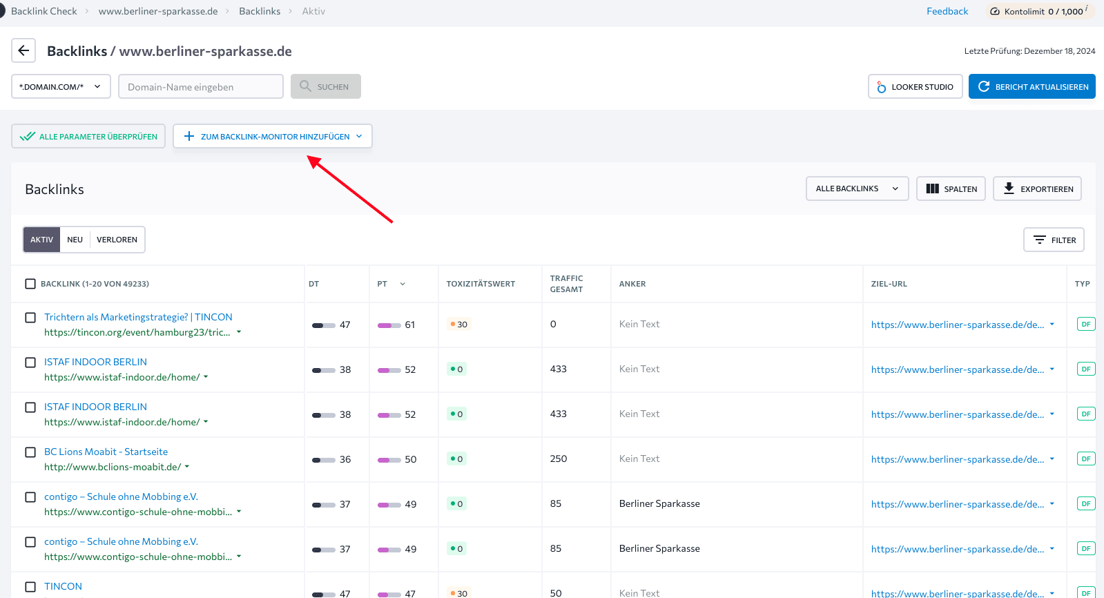 Backlink Monitoring Tool