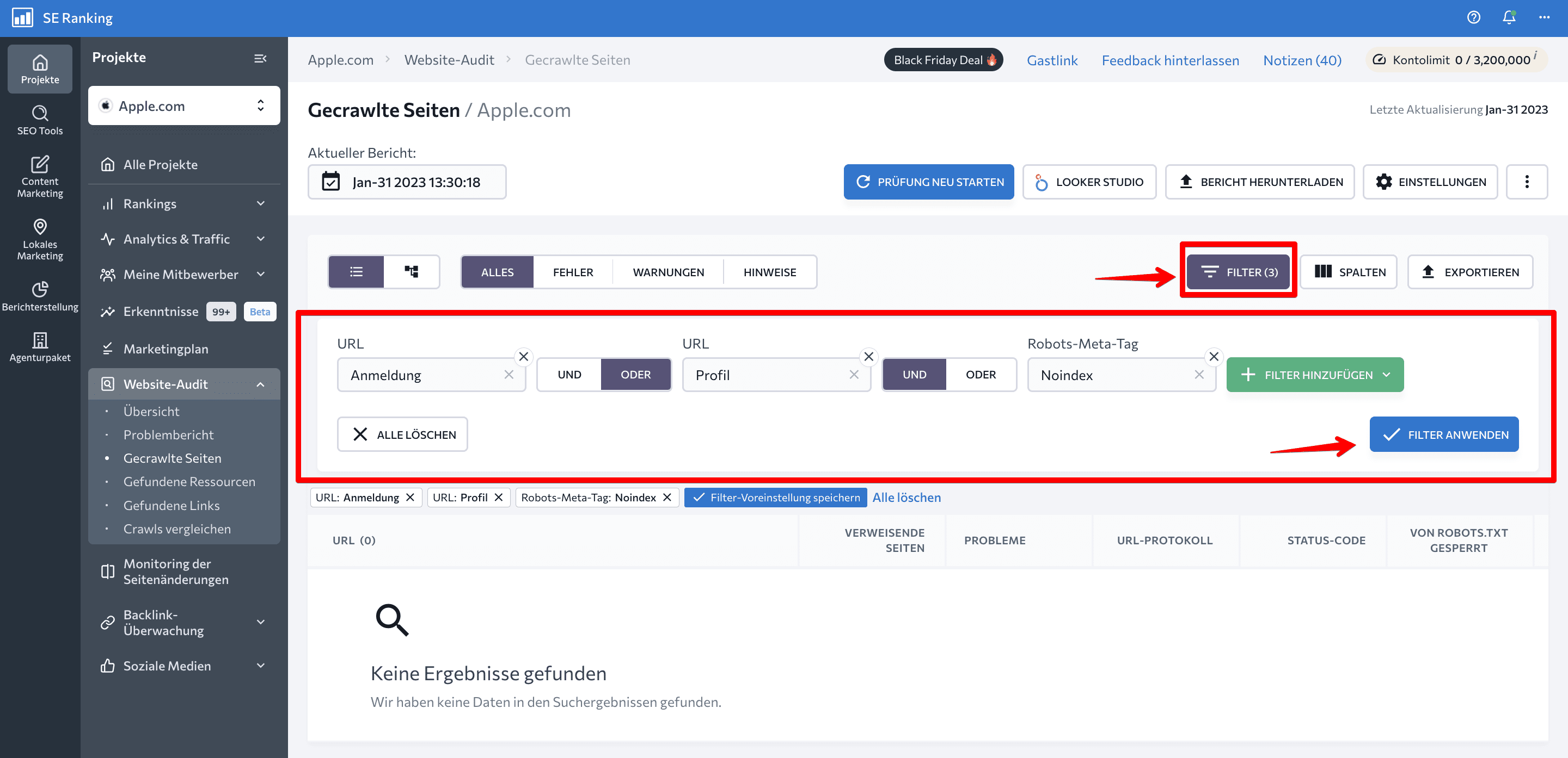Filters for private pages
