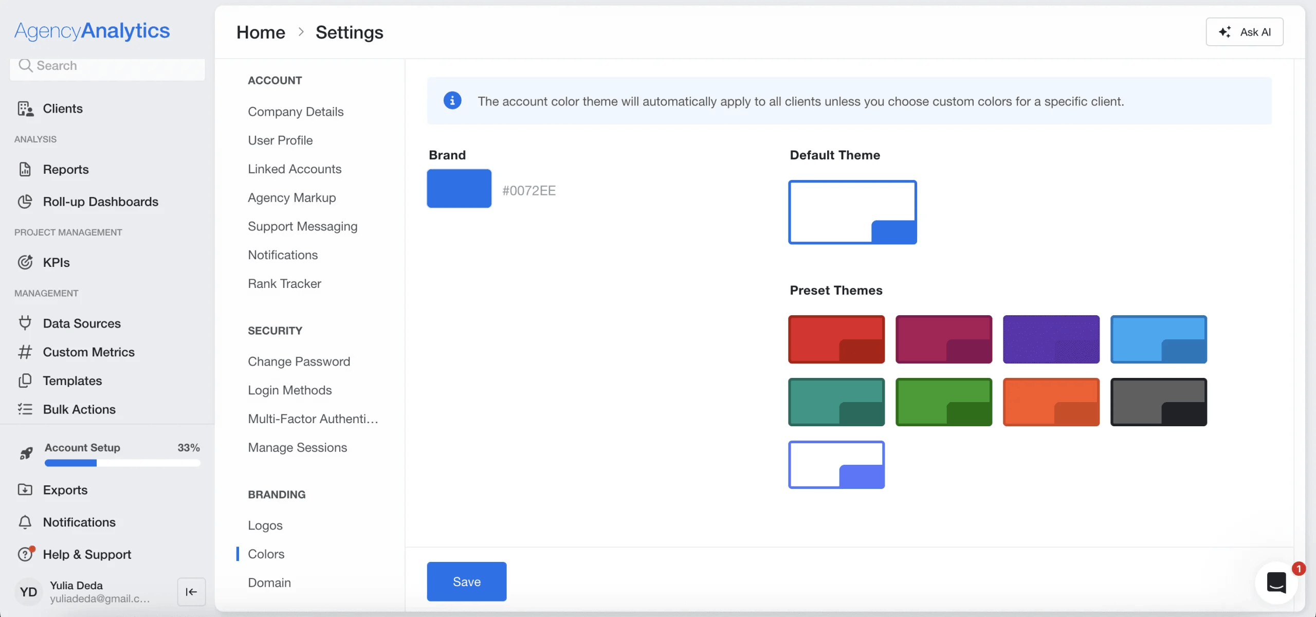 White-Label-Funktion in AgencyAnalytics AgencyAnalytics White Label