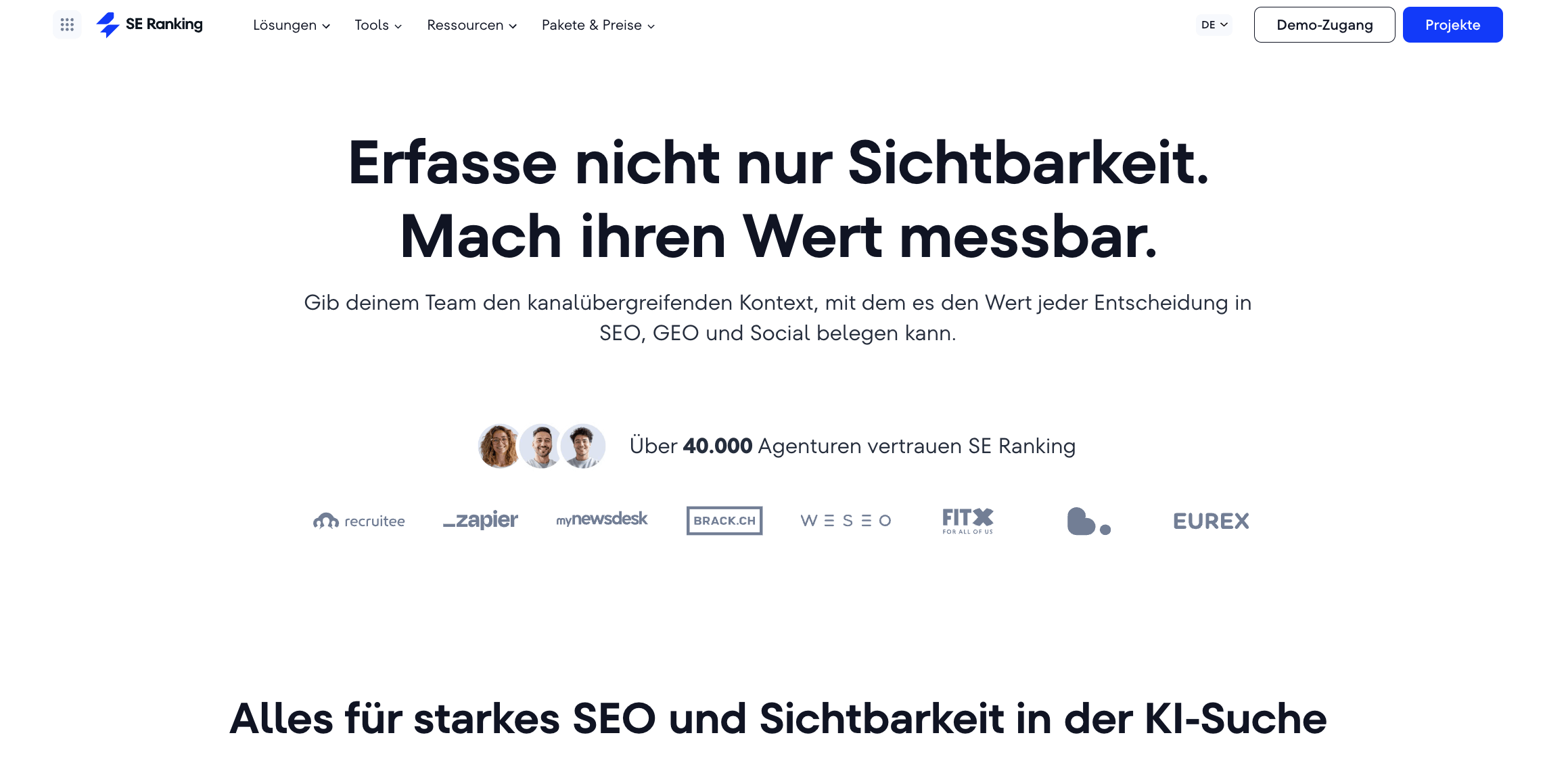 SE Ranking SEO-Plattform Startseite SE Ranking Startseite