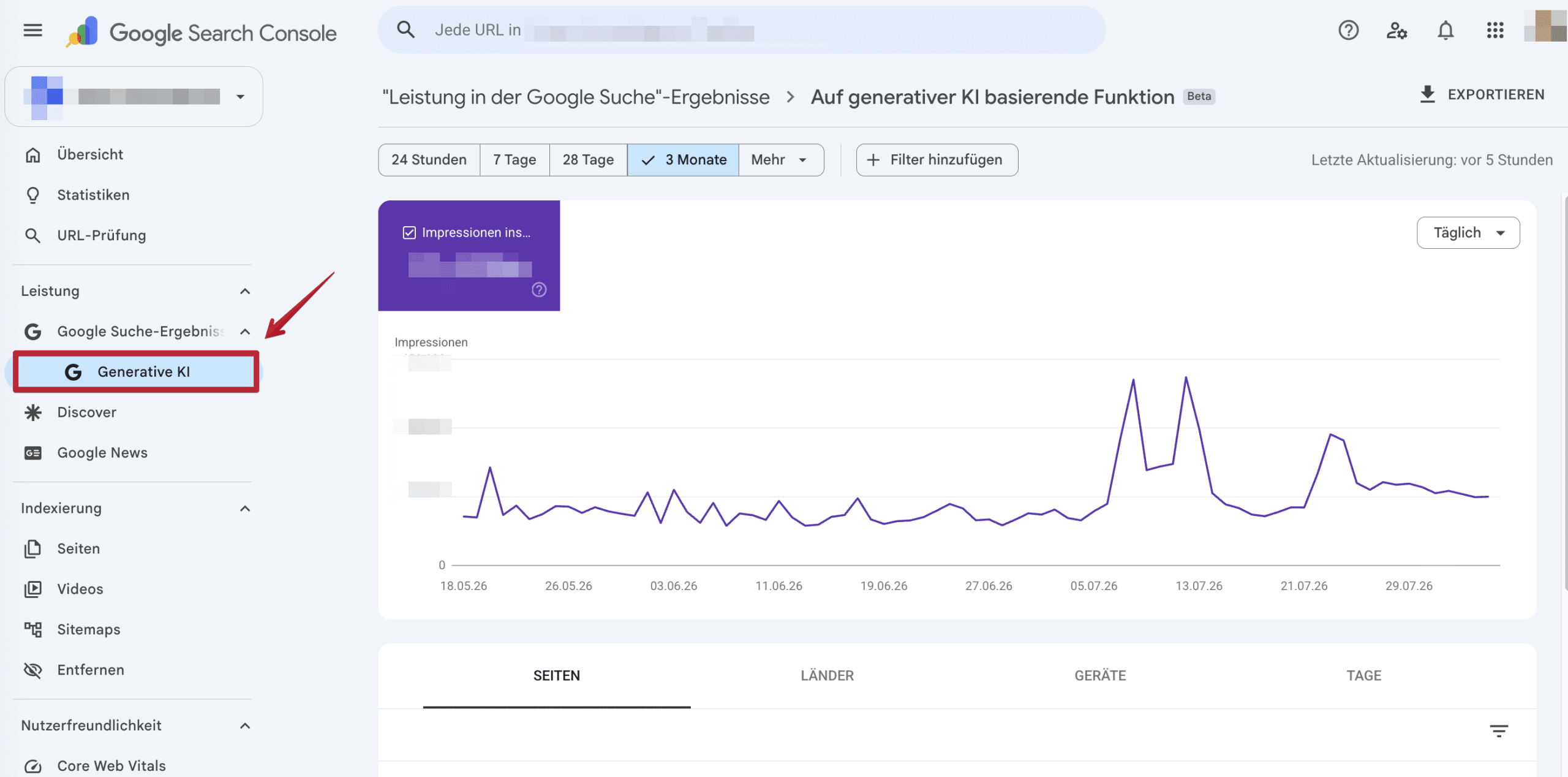 Der Tab „Generative KI" in der GSC Der Tab „Generative KI" in der Google Search Console