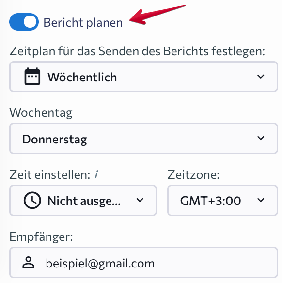 Automatisiertes Reporting in SE Ranking Geplantes, automatisiertes Reporting in SE Ranking