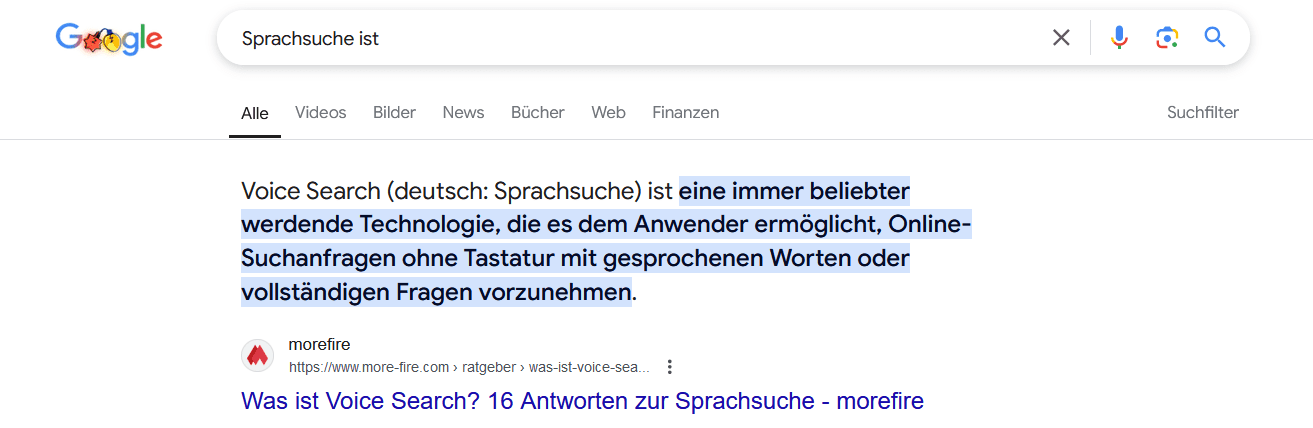 Beispiel für ein Featured-Snippet 