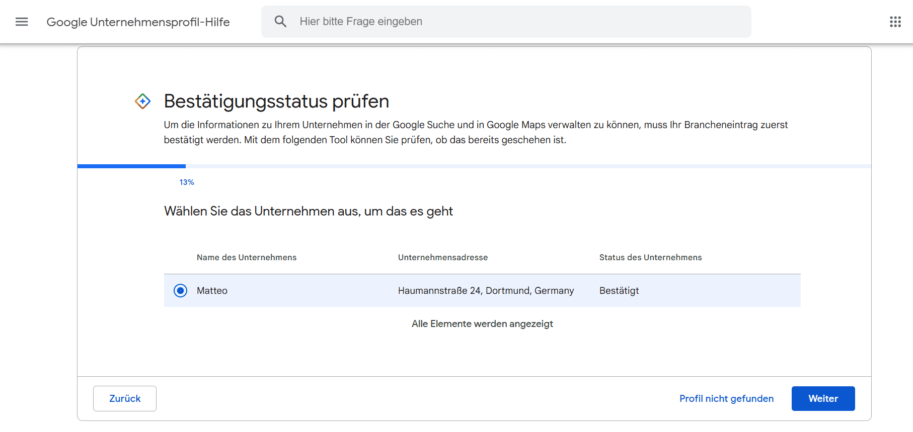 GBP Überprüfung des Status