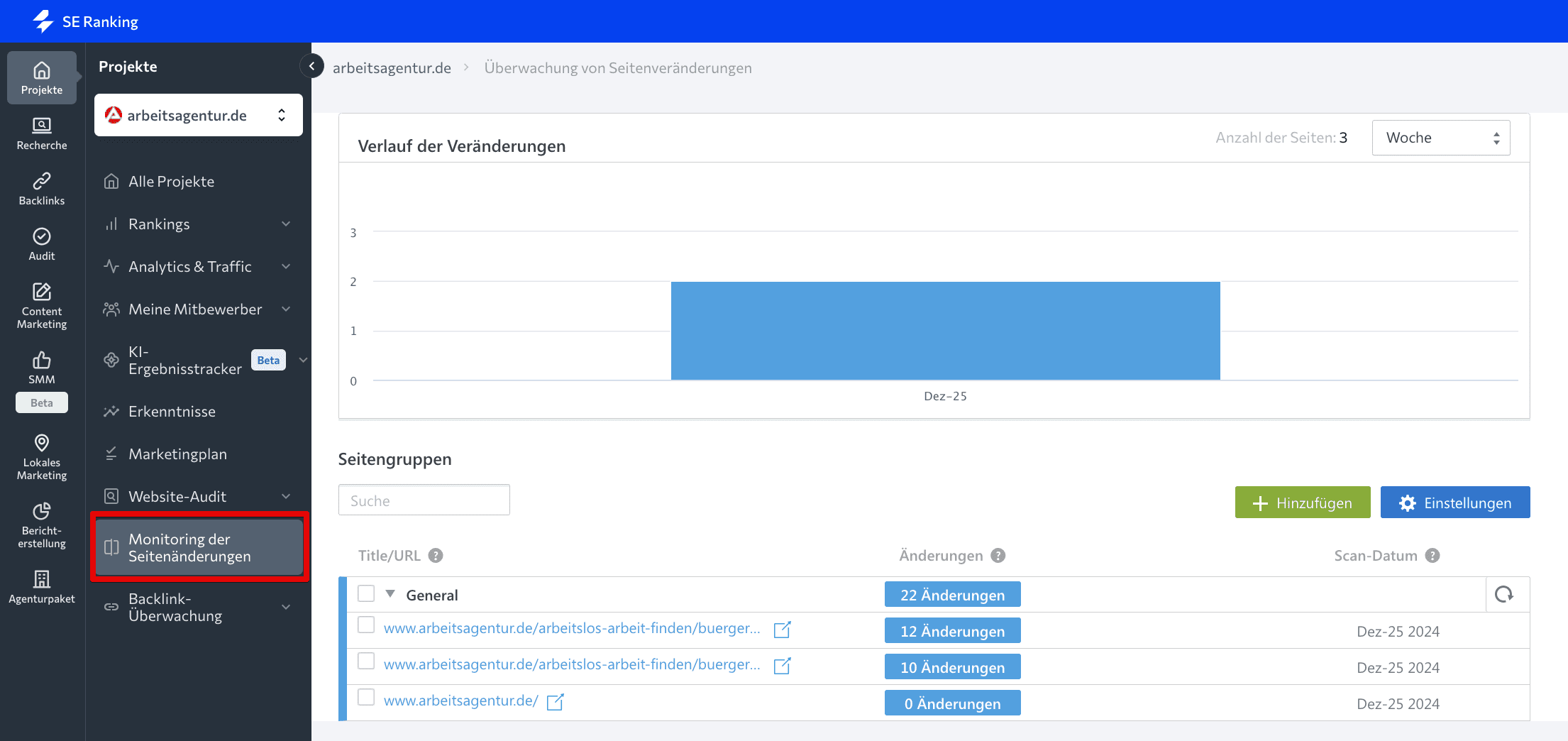 Monitor für Seitenänderungen