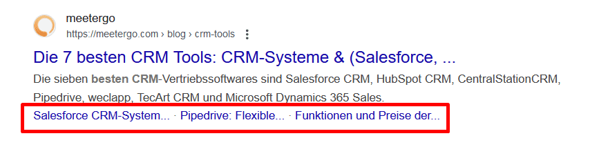 Sitelinks in der SERP