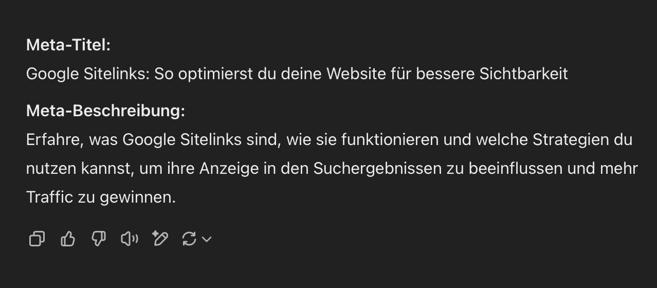 ChatGPT-Empfehlungen für Meta-Titel und Meta-Description