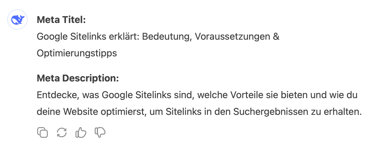 DeepSeek-Empfehlungen für Meta-Titel und Meta-Description