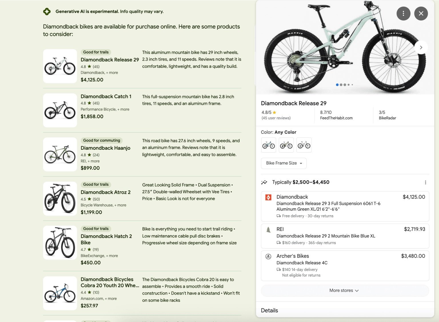 Produktbeschreibungen in Google SGE