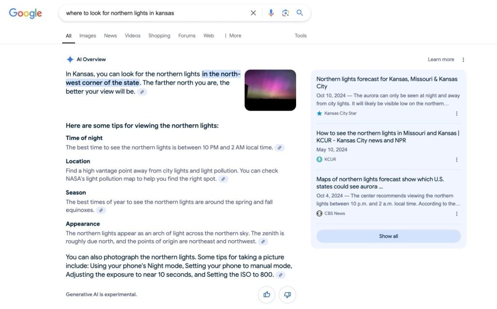 Text mit Bild in AI Overviews