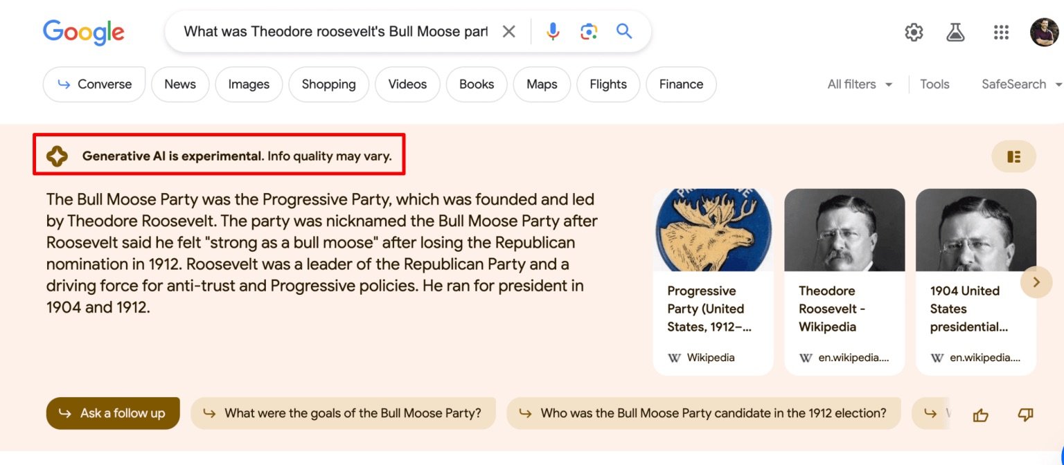 KI-generierte Antwort in Google (2023)