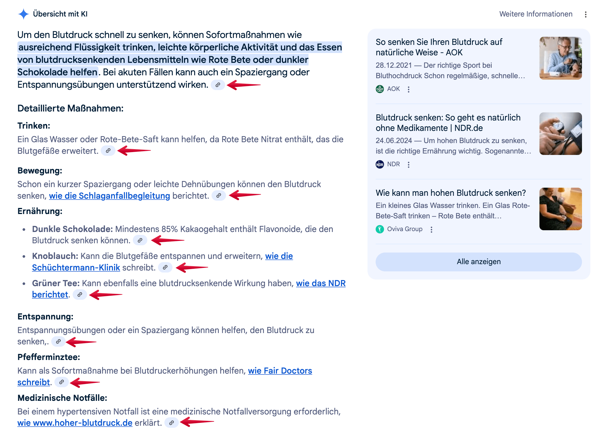 Links in AIOs