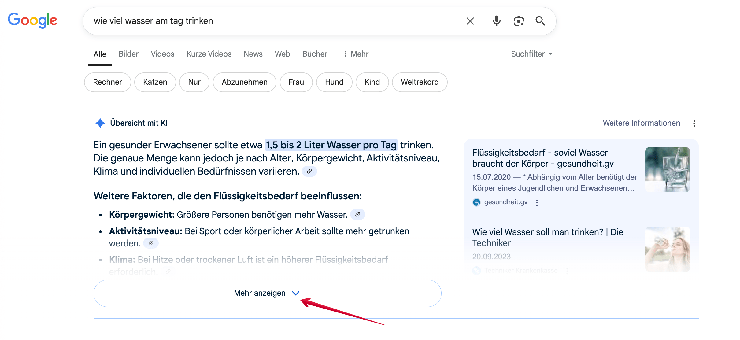Mehr anzeigen-Button in AI Overviews