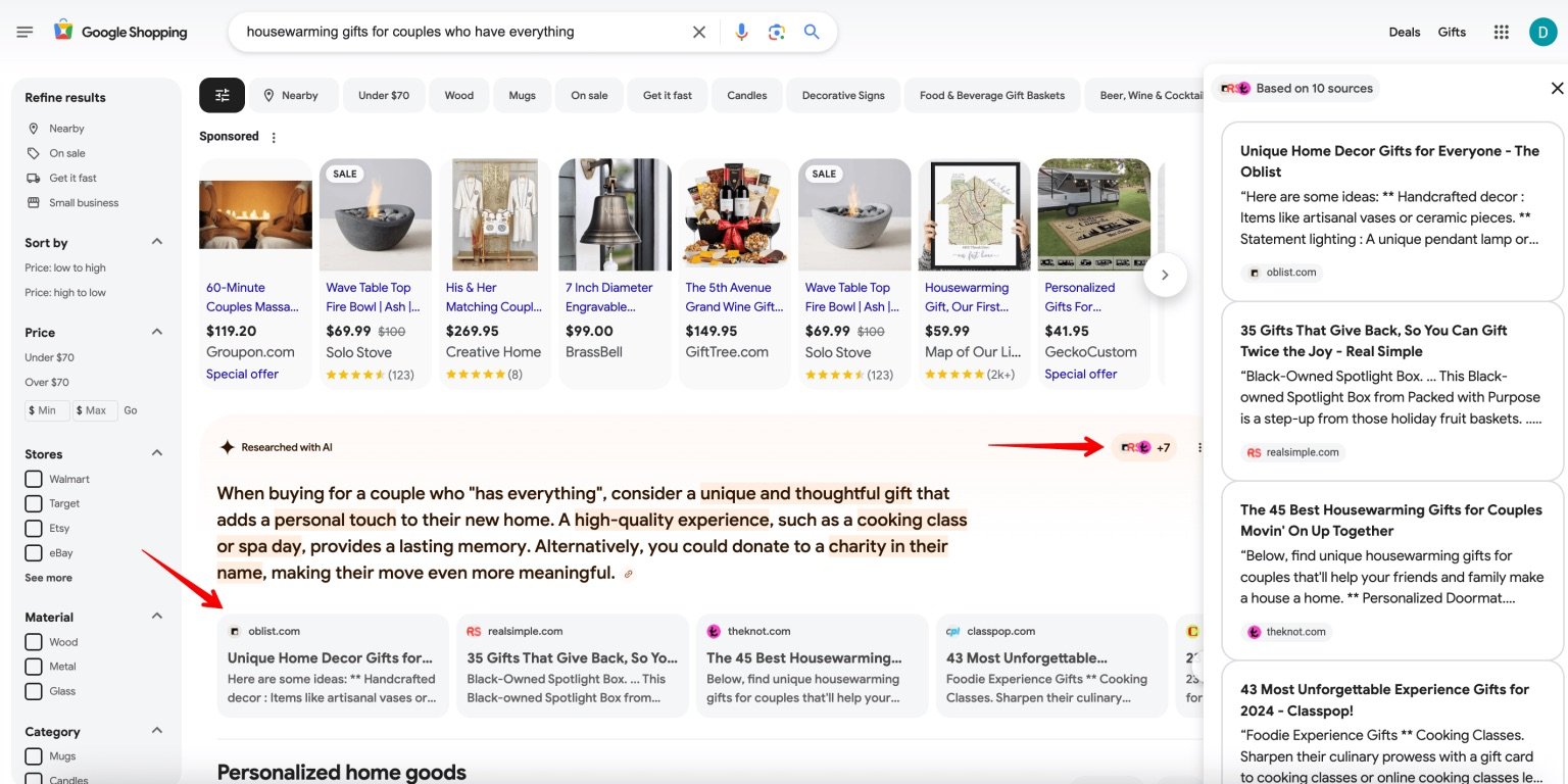 Google Shopping mit AI Overview-Funktion