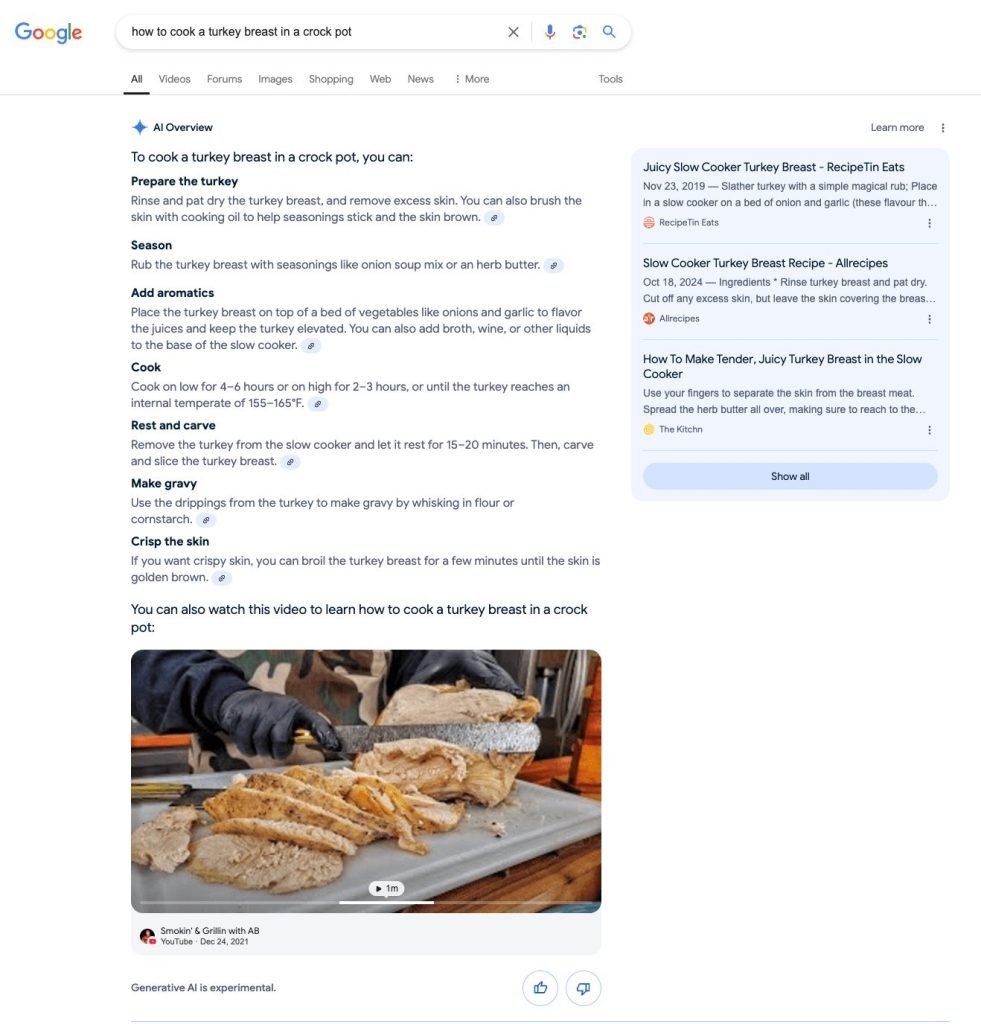 Text mit Video in AI Overviews