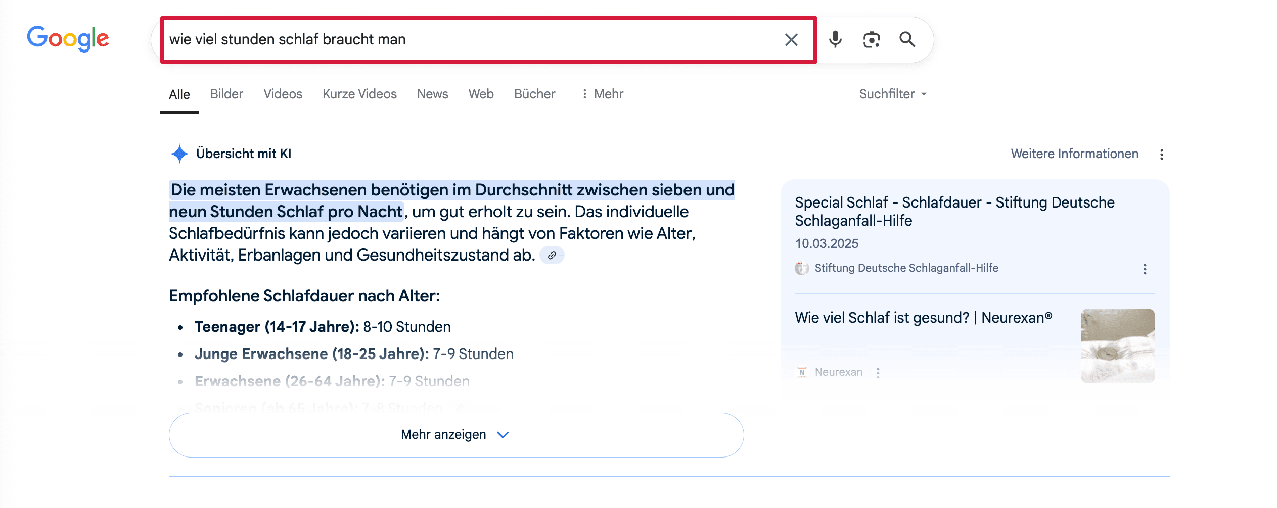 Suchanfragen mit AIOs