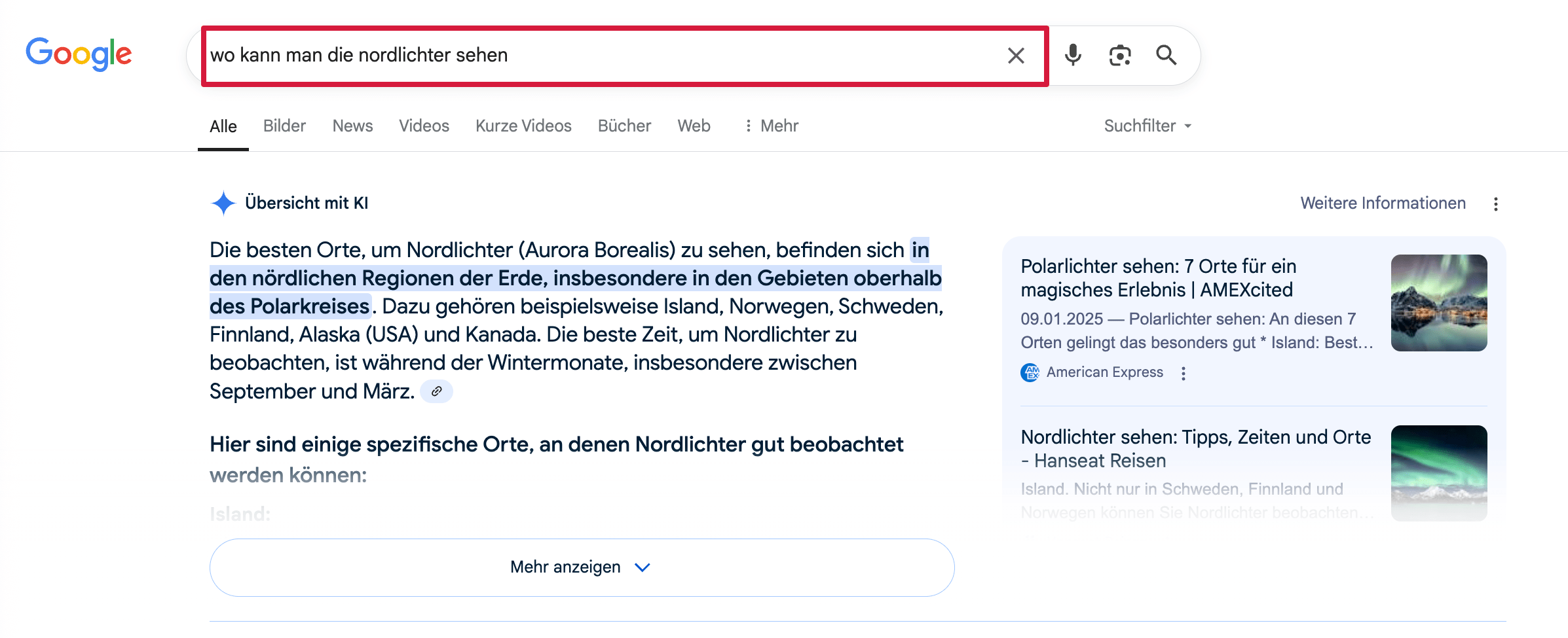 Generierte Übersicht mit KI
