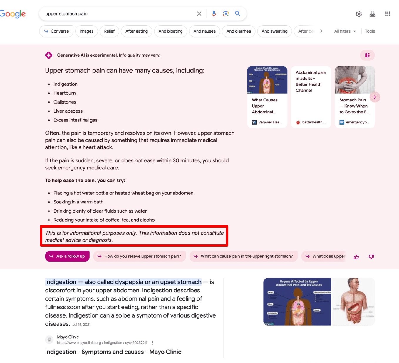 Haftungsausschlüsse für YMYL-Anfragen in Google SGE