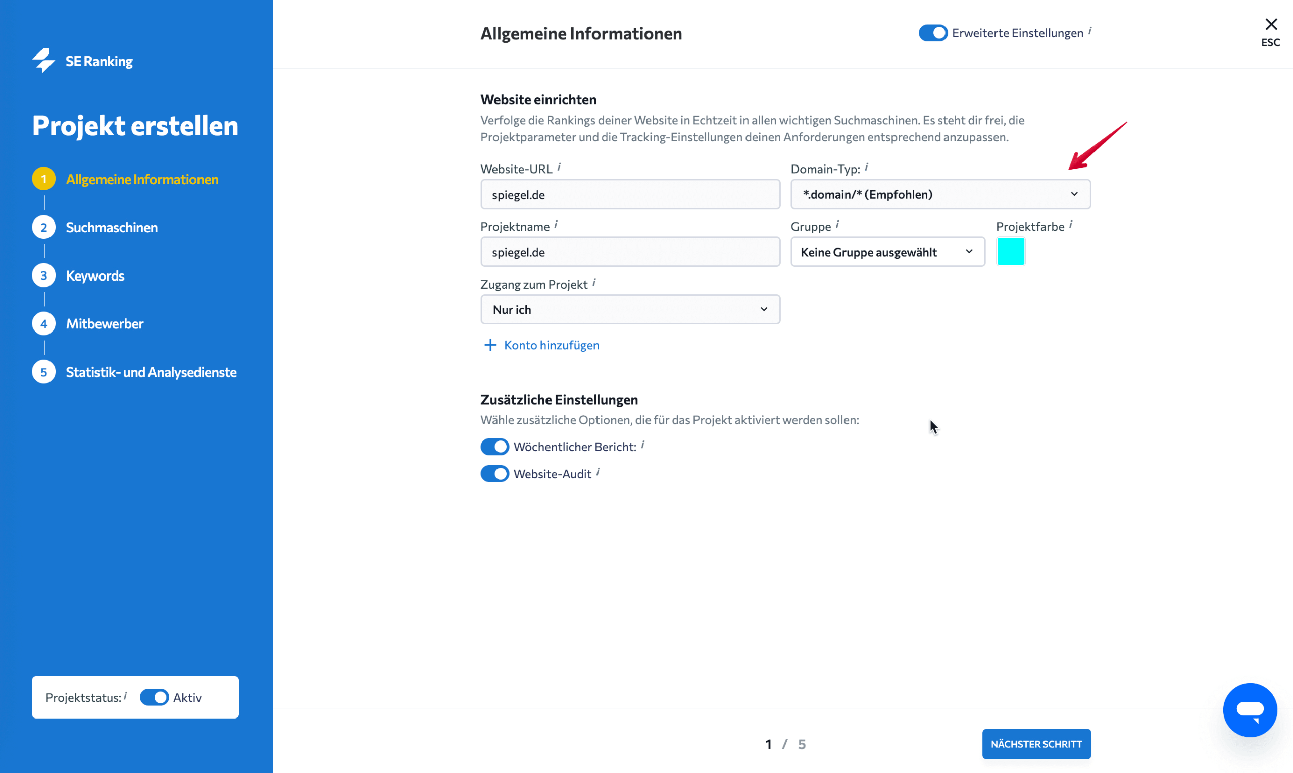 Ranking-Tracking mit Subdomains