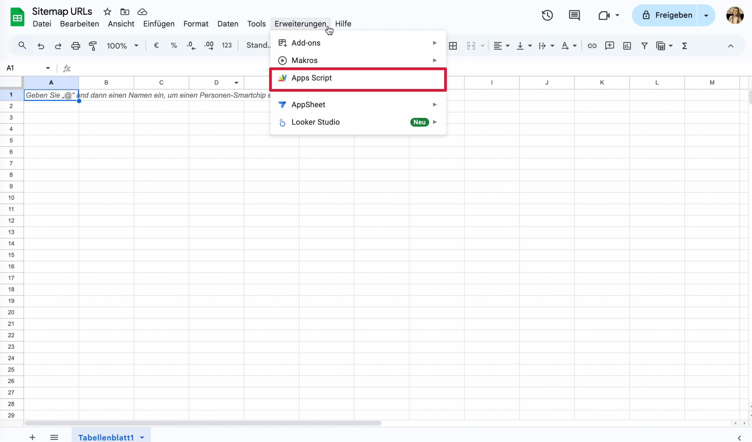 Google Sheets-Erweiterungen