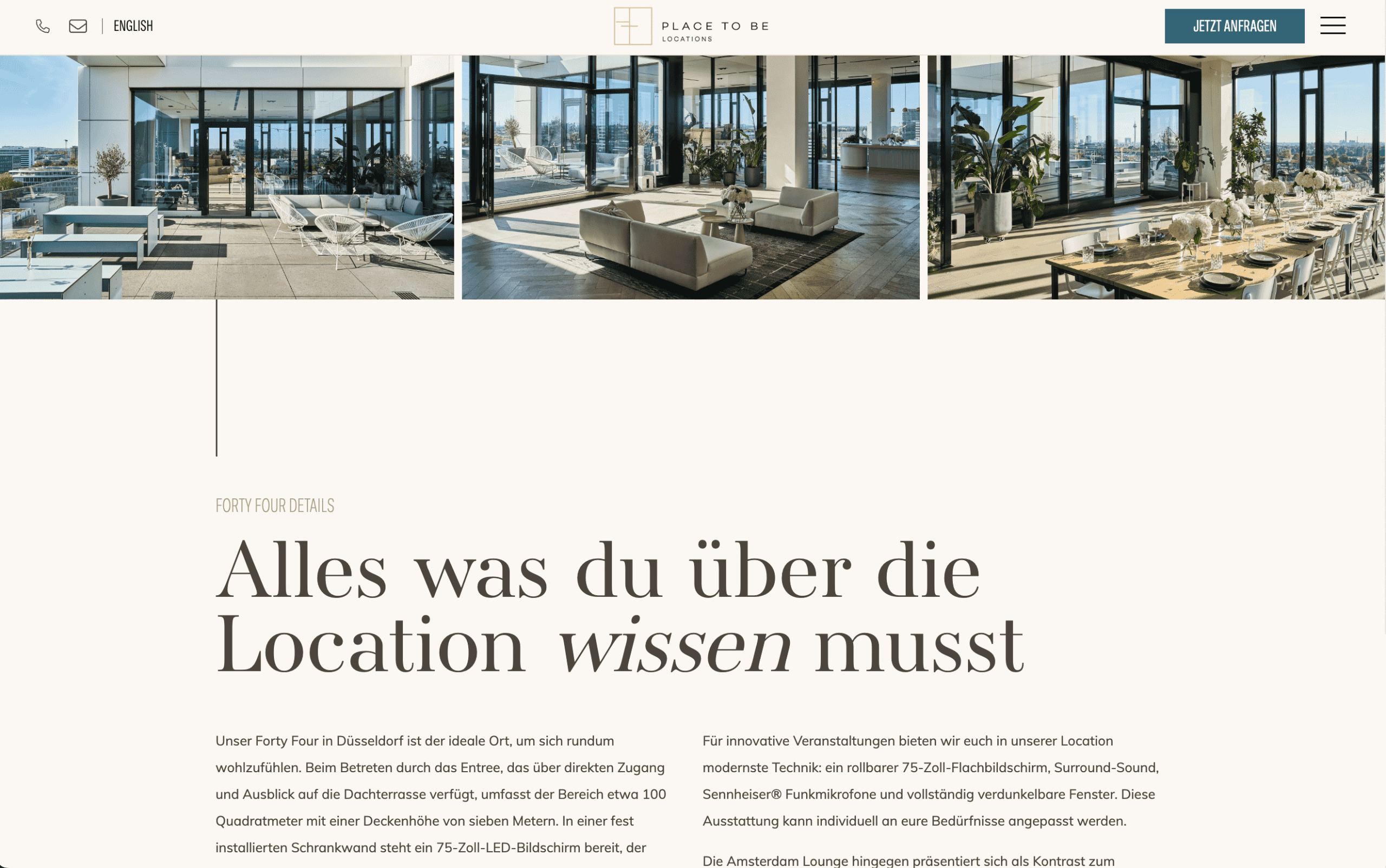Die Website von Place to Be