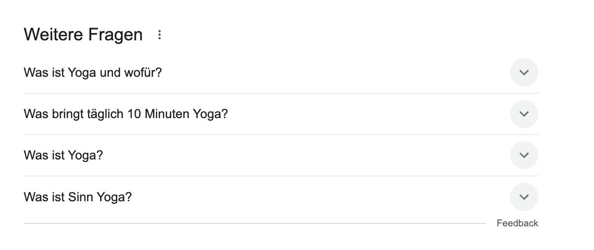 Der „Weitere Fragen“-Bereich in Google