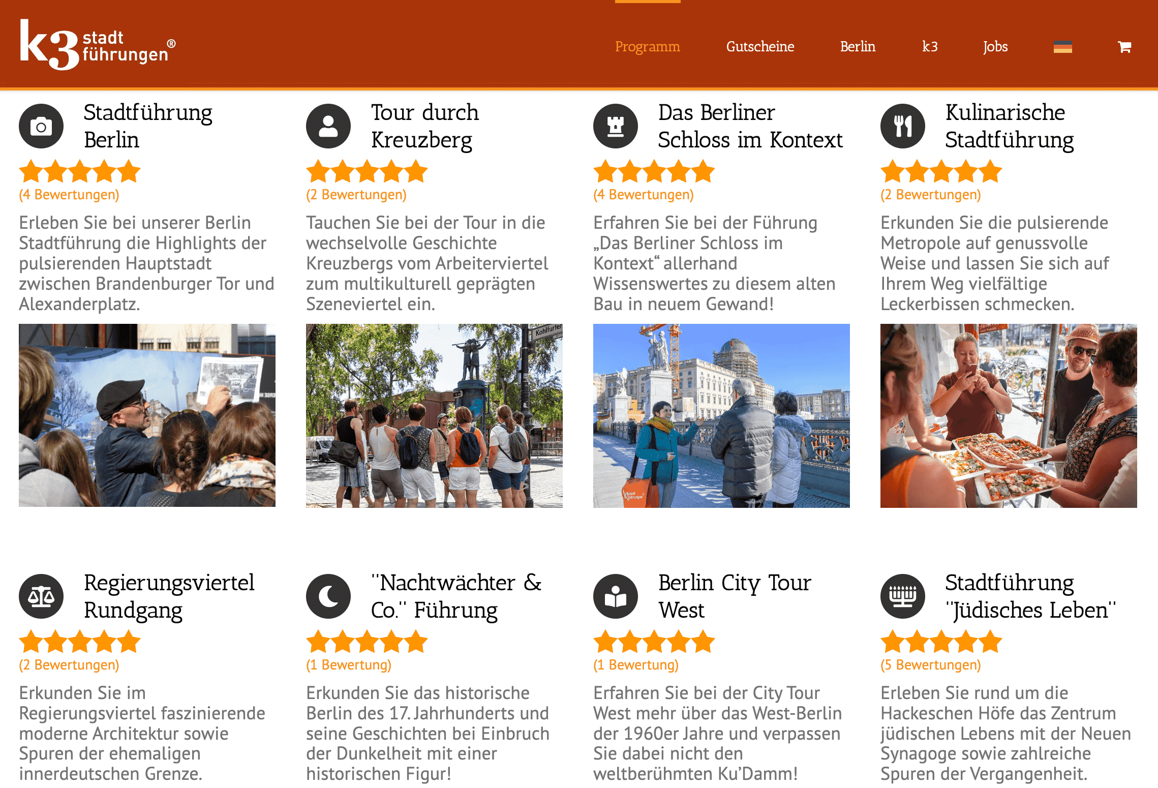 Website mit Tourkarten