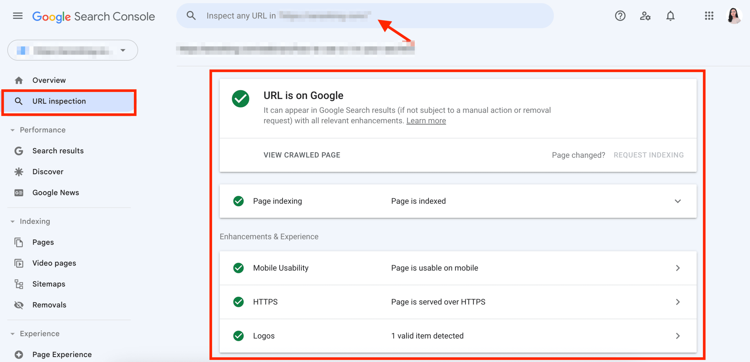URL-Prüftool in der GSC