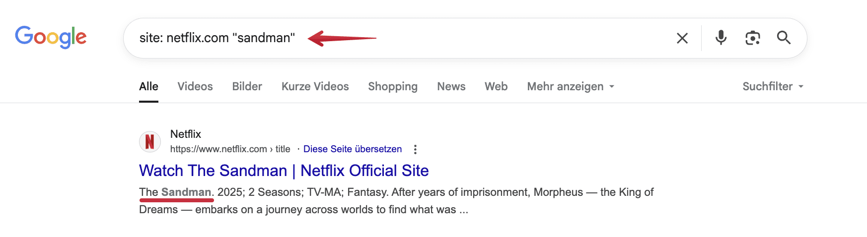 Site-Suche durchführen