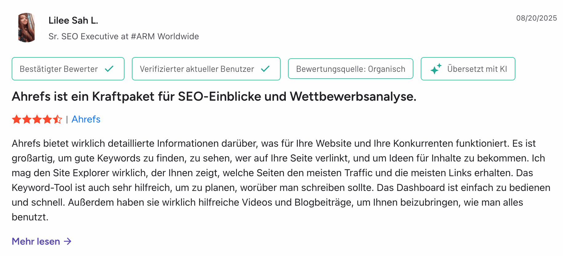 Ahrefs Review auf G2