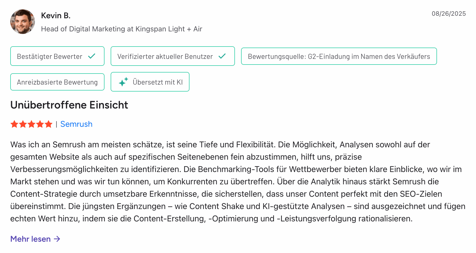 Semrush Review auf G2