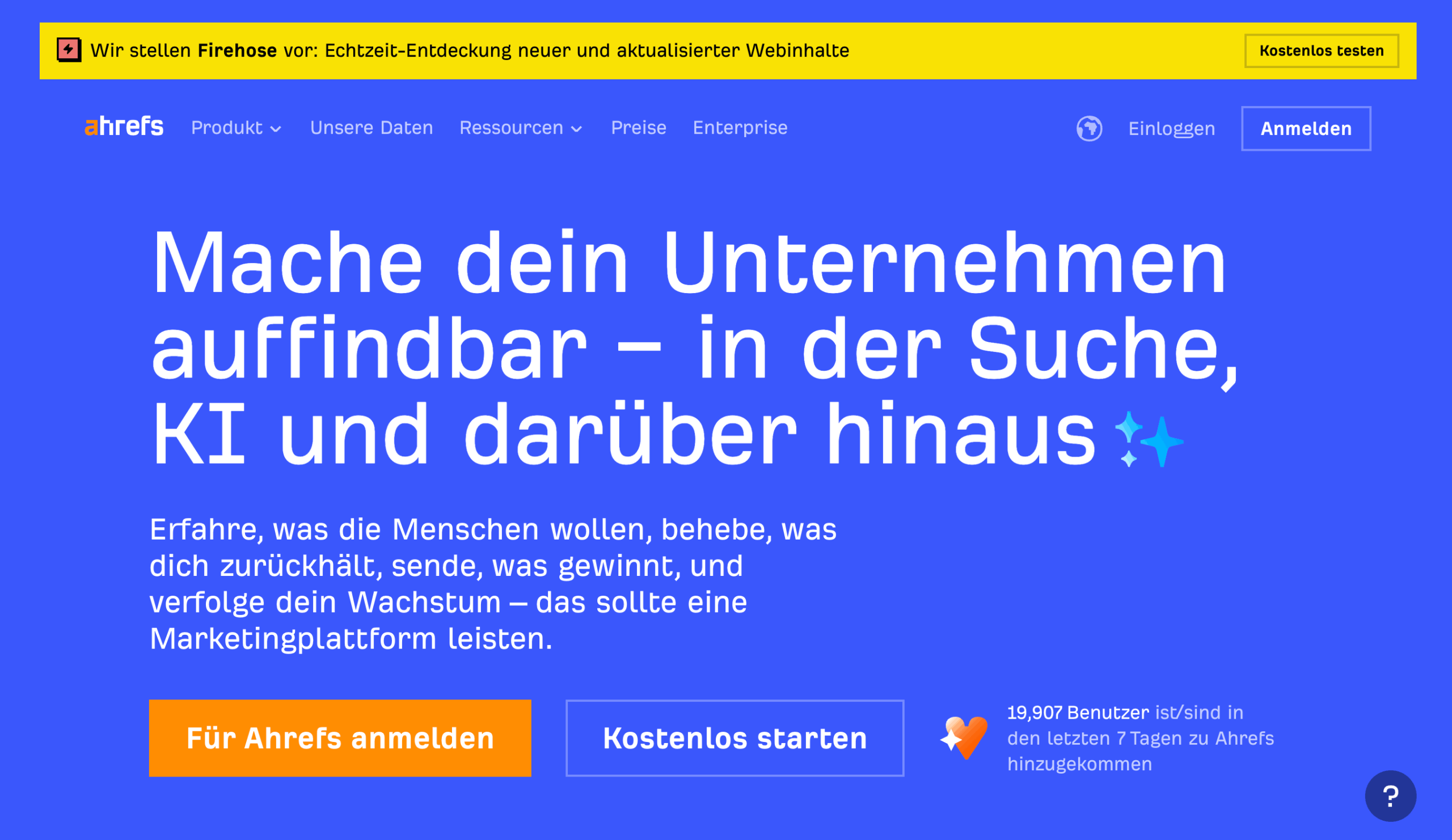 Ahrefs SEO-Plattform Ahrefs Startseite