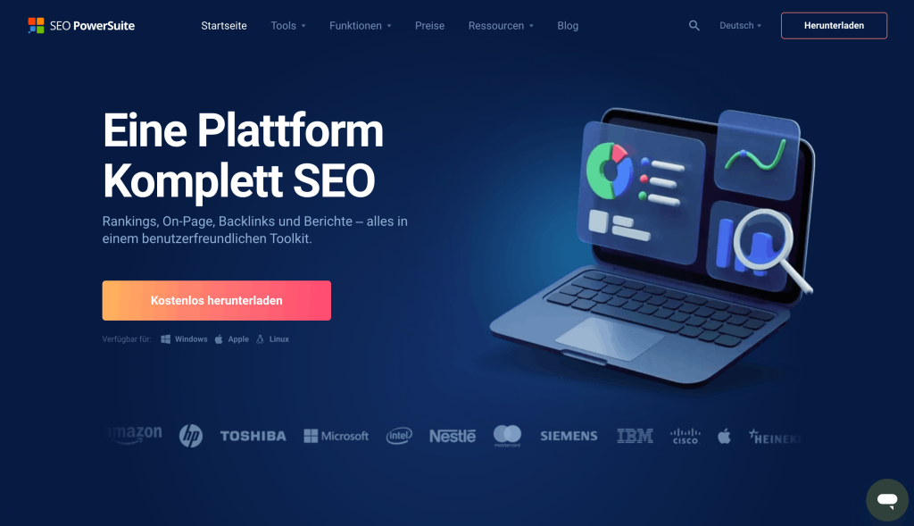 Schnittstelle von SEO PowerSuite SEO PowerSuite