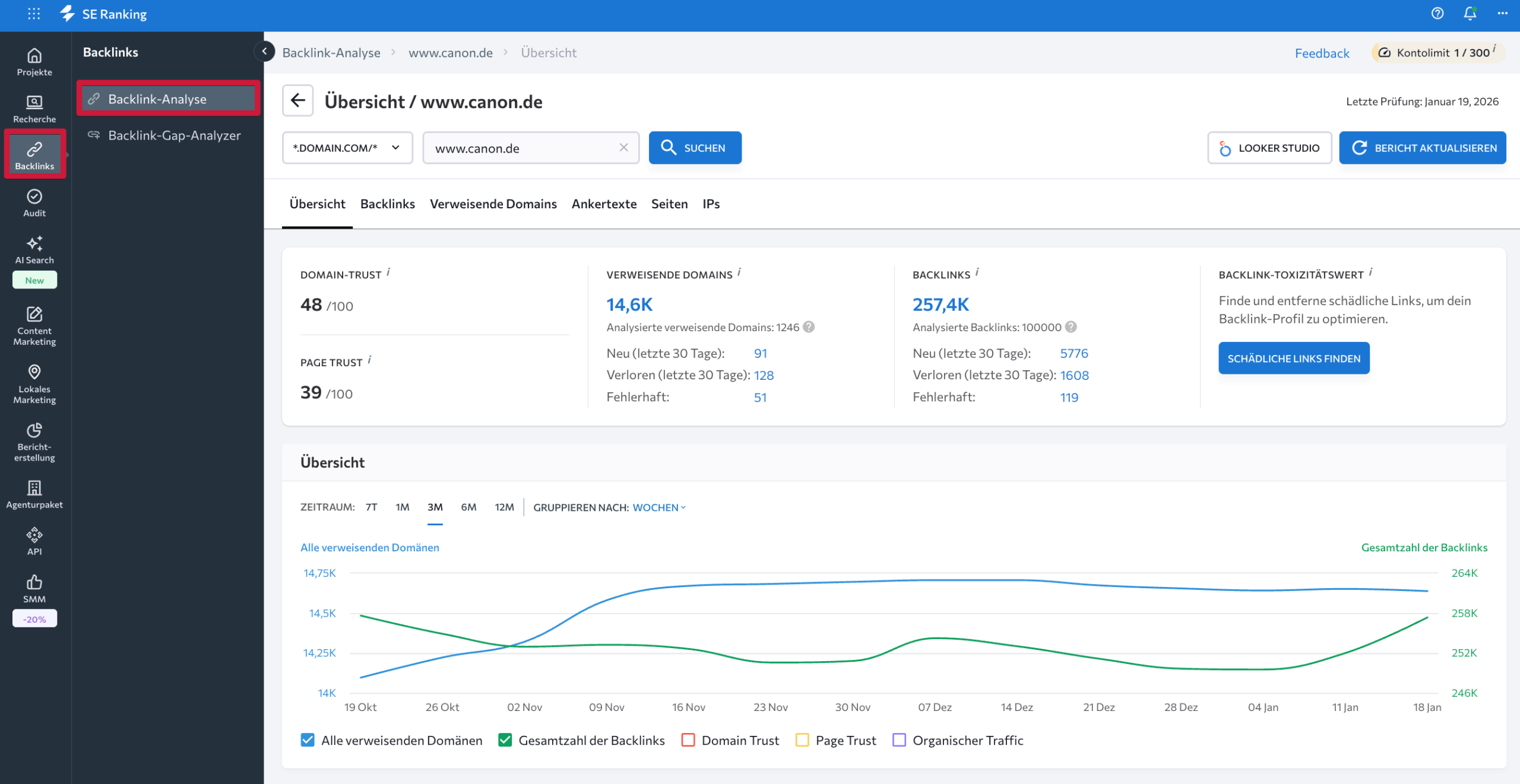 Backlink Checker Tool von SE Ranking Backlink Checker von SE Ranking