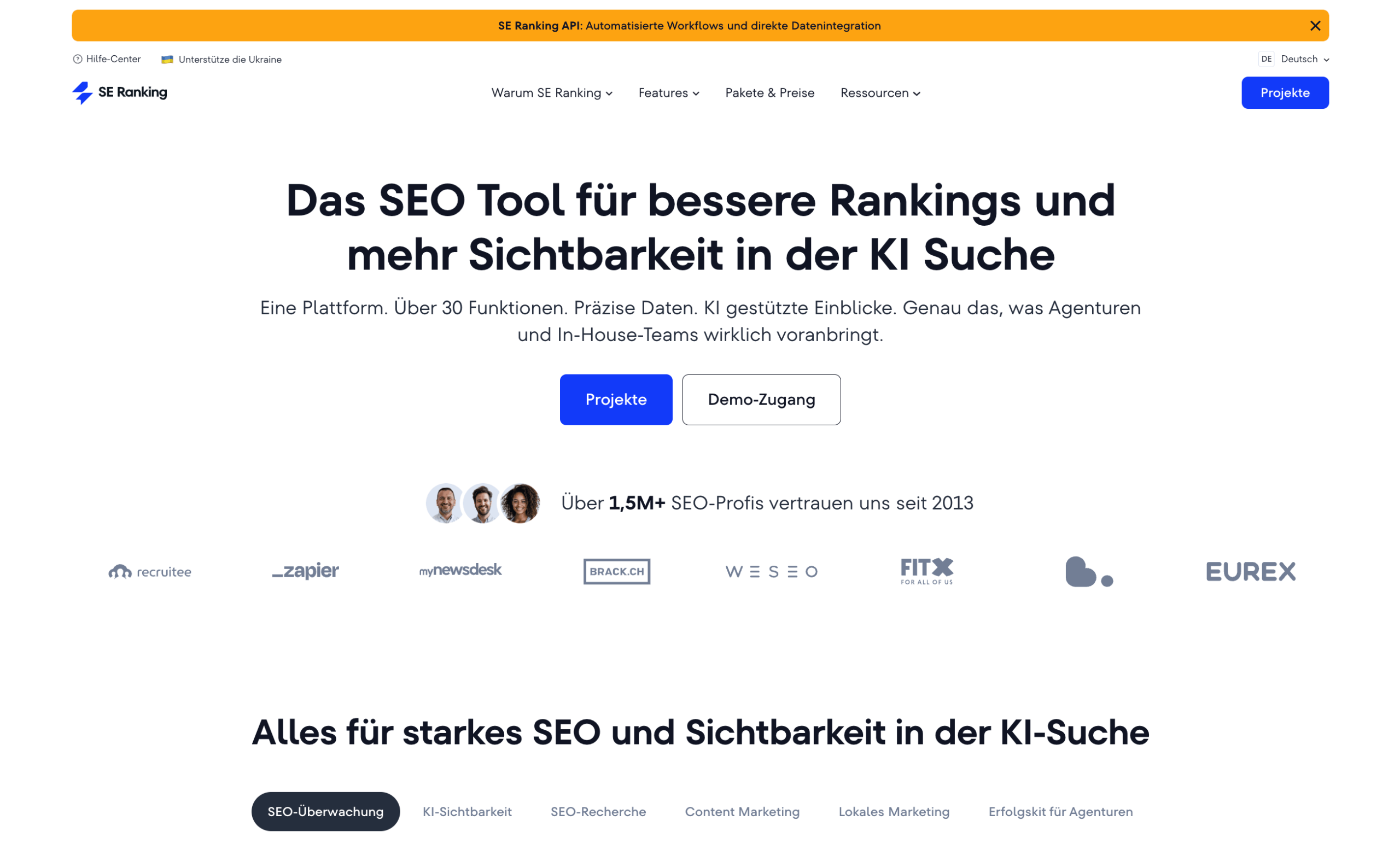 SE Ranking Startseite SE Ranking Hauptseite